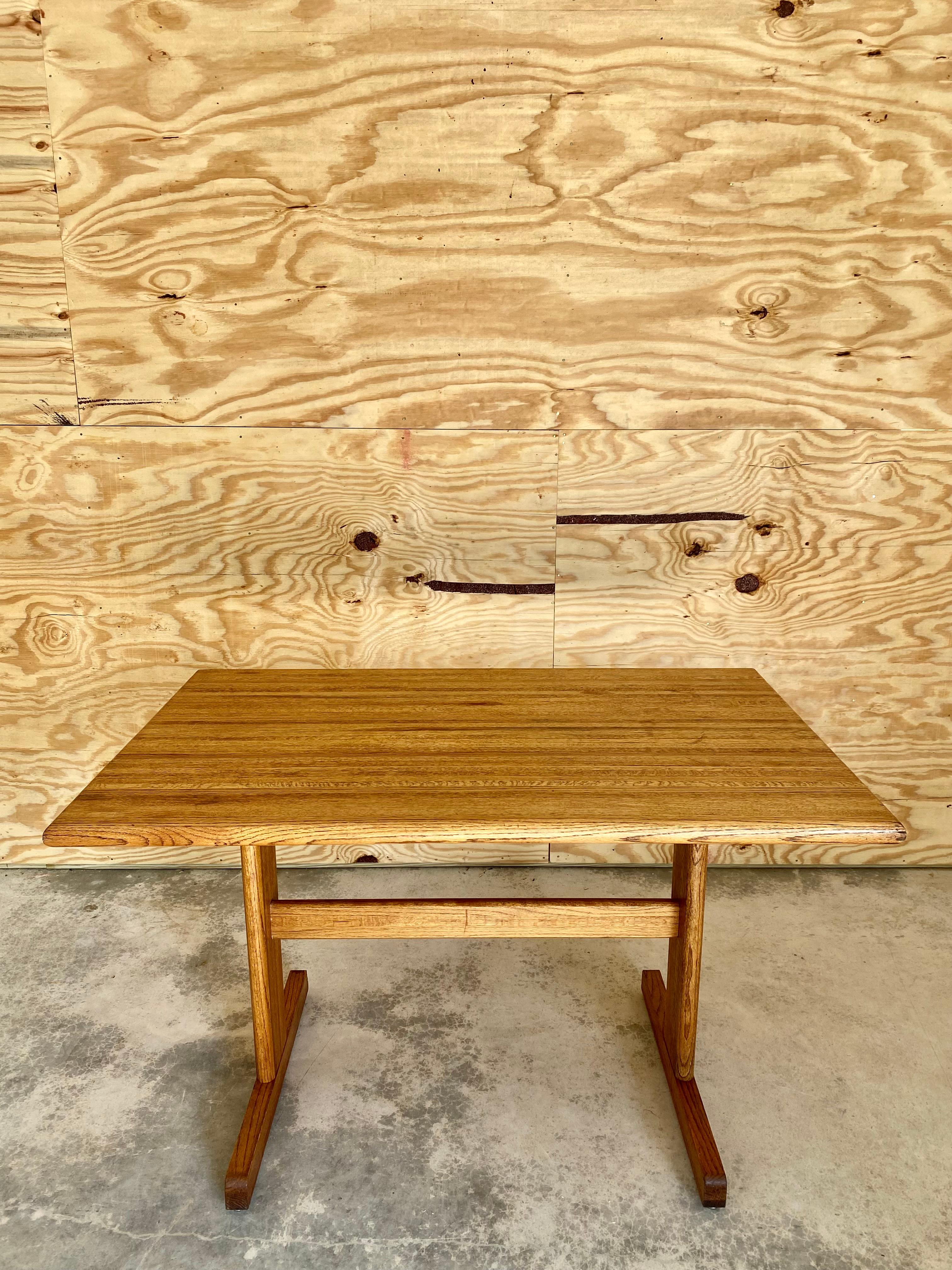Hand-Crafted Lou Hodges-Style Oak Desk / Dining Table For Sale