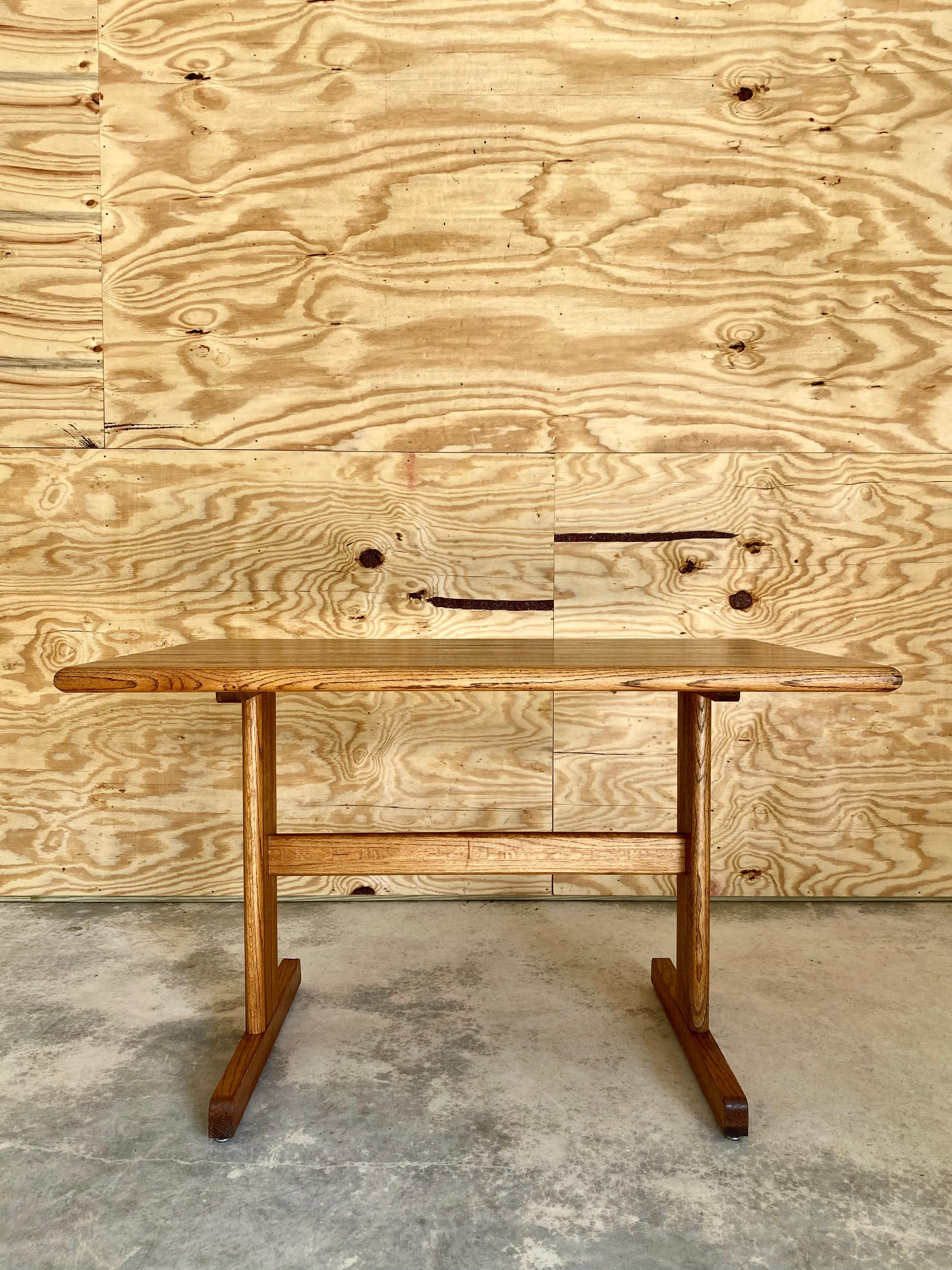 20th Century Lou Hodges-Style Oak Desk / Dining Table For Sale