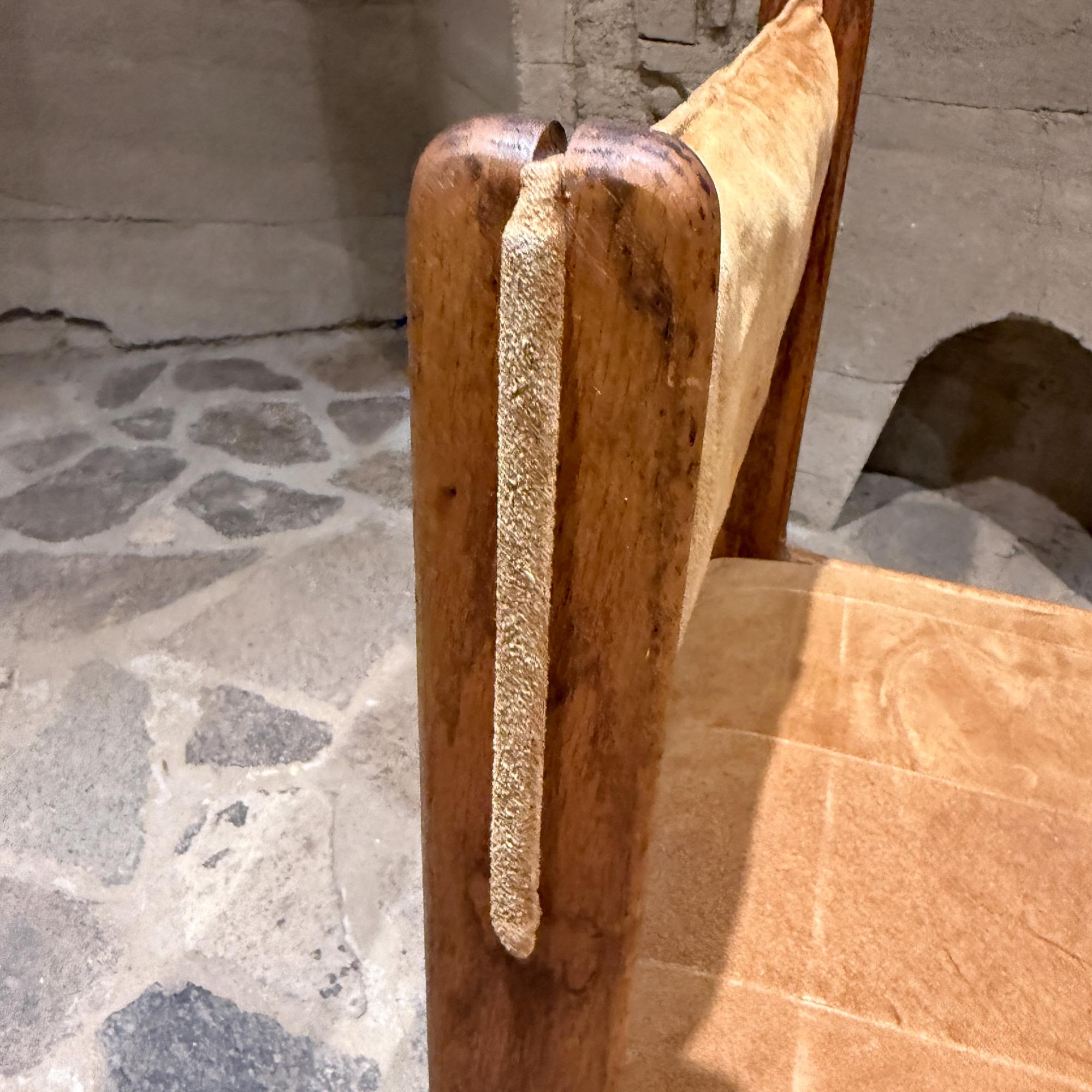 Chaise simple Lou Hodges Oak Oak et cuir daim Tan Mid Century Modern en vente 6