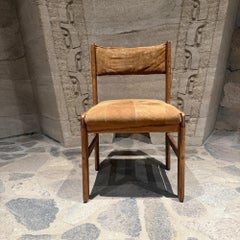 Lou Hodges Style Single Chair Oak and Tan Suede Leather Mid Century Modern