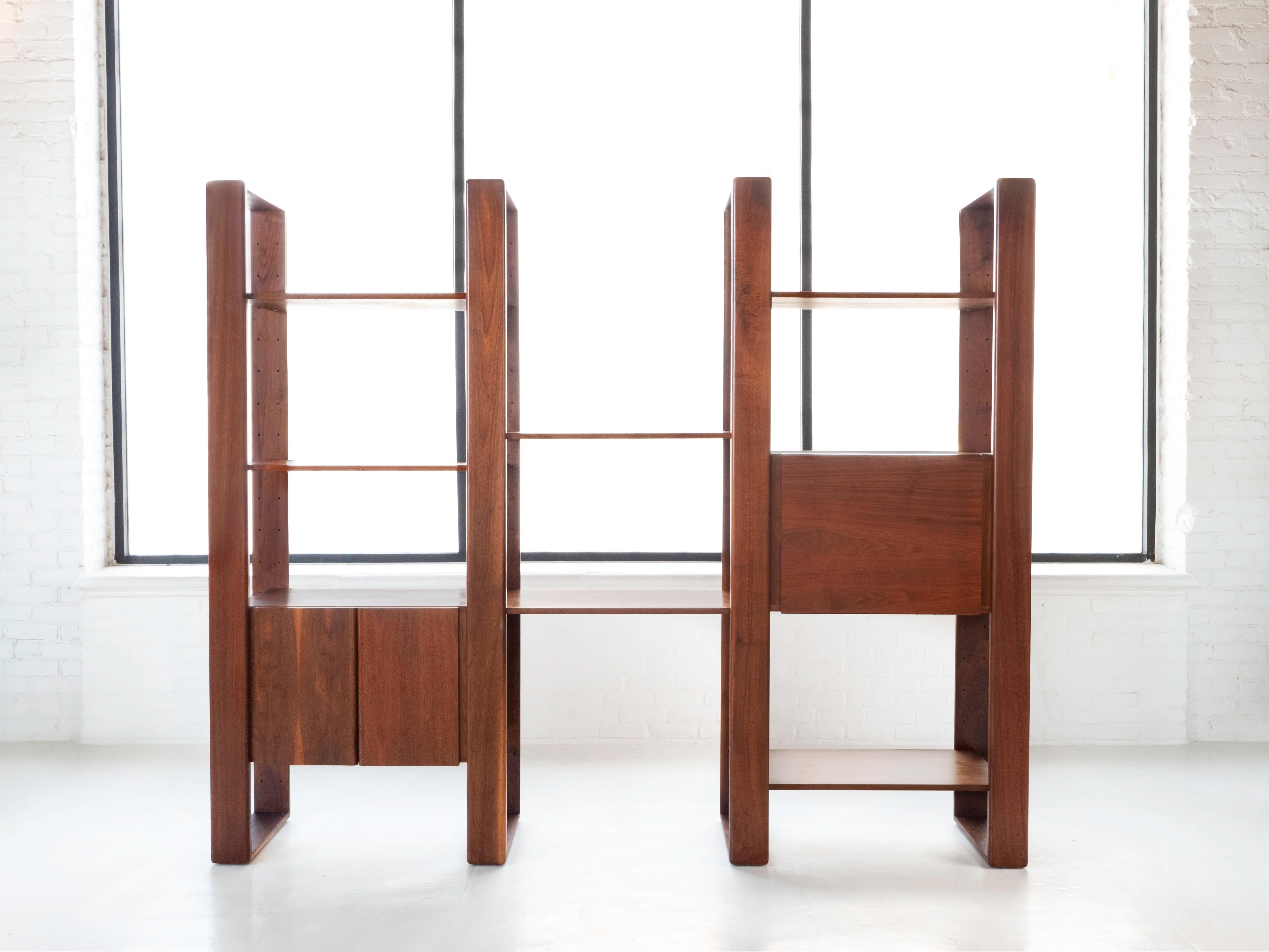 Late 20th Century Lou Hodges Three-Bay Wall Unit in Walnut for Generation 80, Circa 1970's