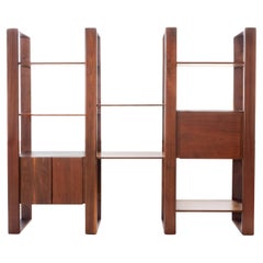 Lou Hodges Three-Bay Wall Unit in Walnut for Generation 80, Circa 1970's