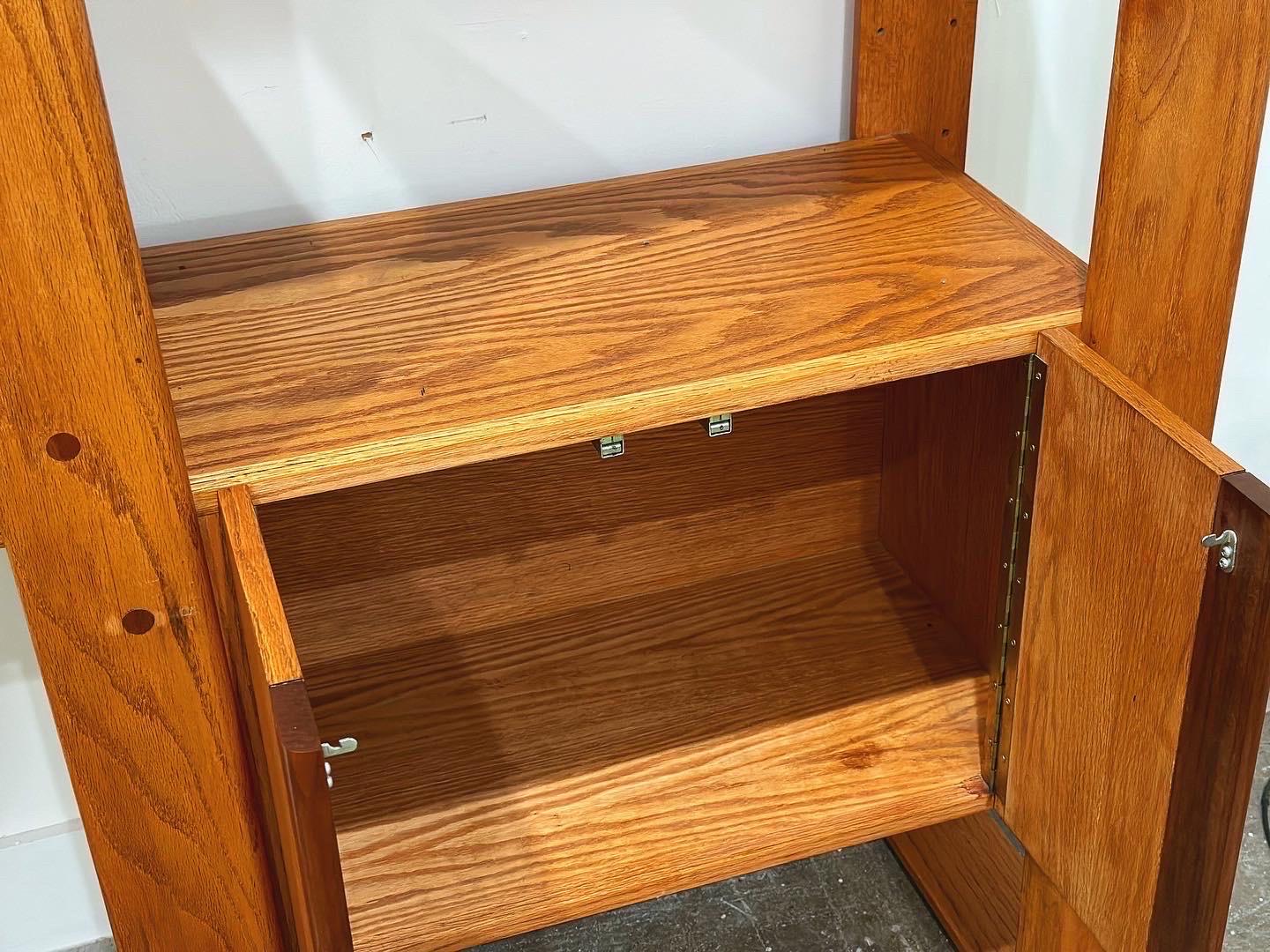 Lou Hodges Wall Unit, Solid Oak, California Design Group, circa 1978 In Good Condition In Decatur, GA