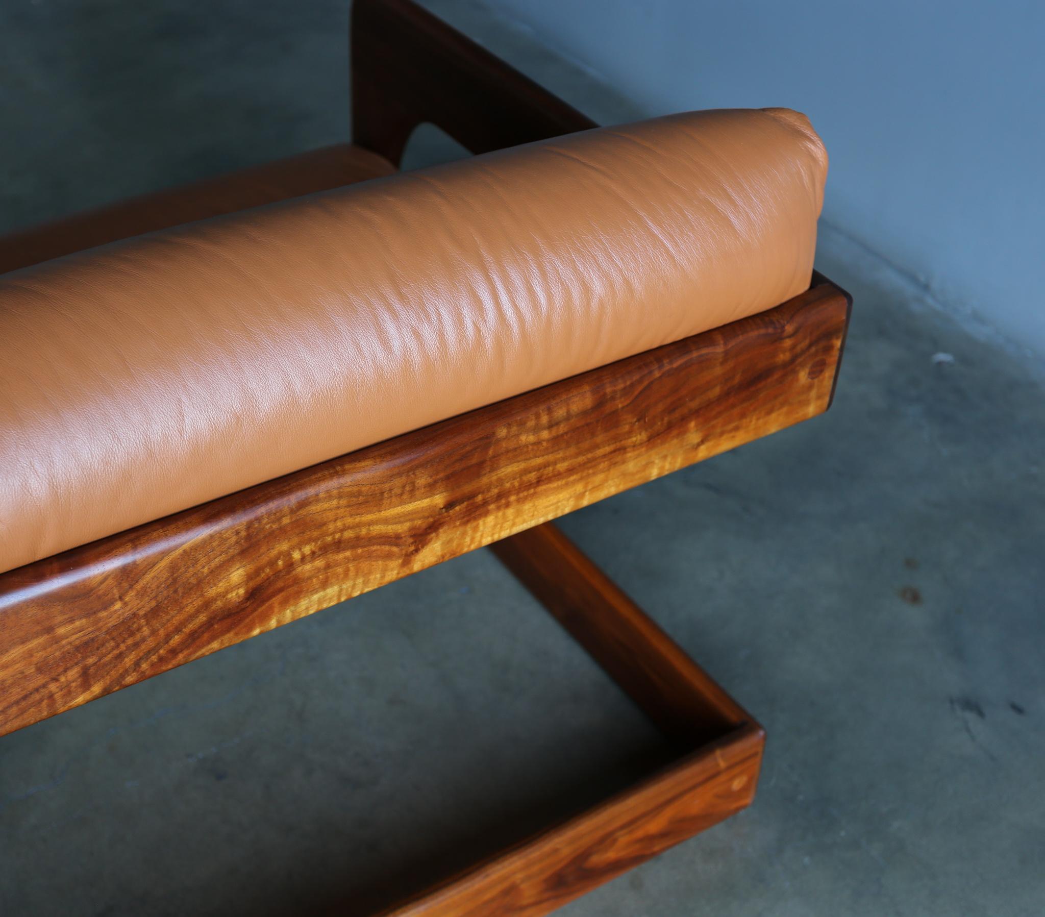 Lou Hodges Walnut & Leather Sofa for California Design Group, 1970s 11