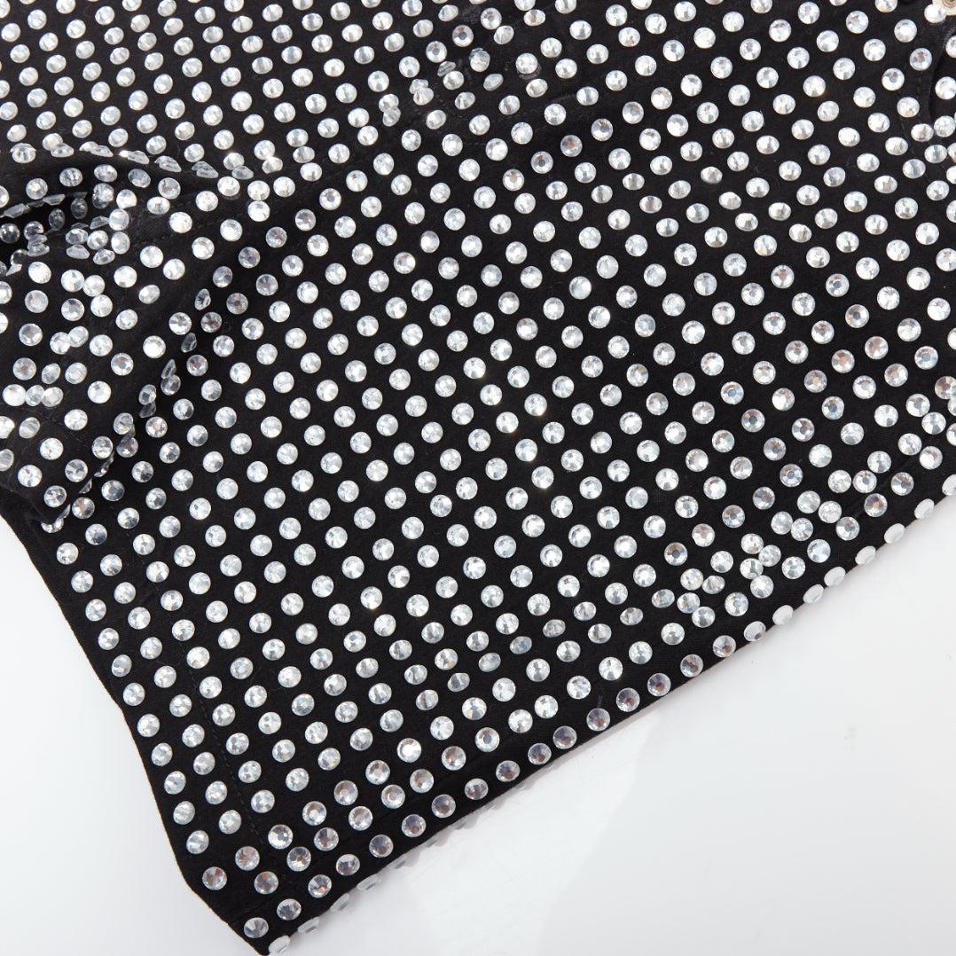 Nero LOU LOU COUTURE pantaloncini a vita alta in cotone con cristalli di vetro neri XS in vendita