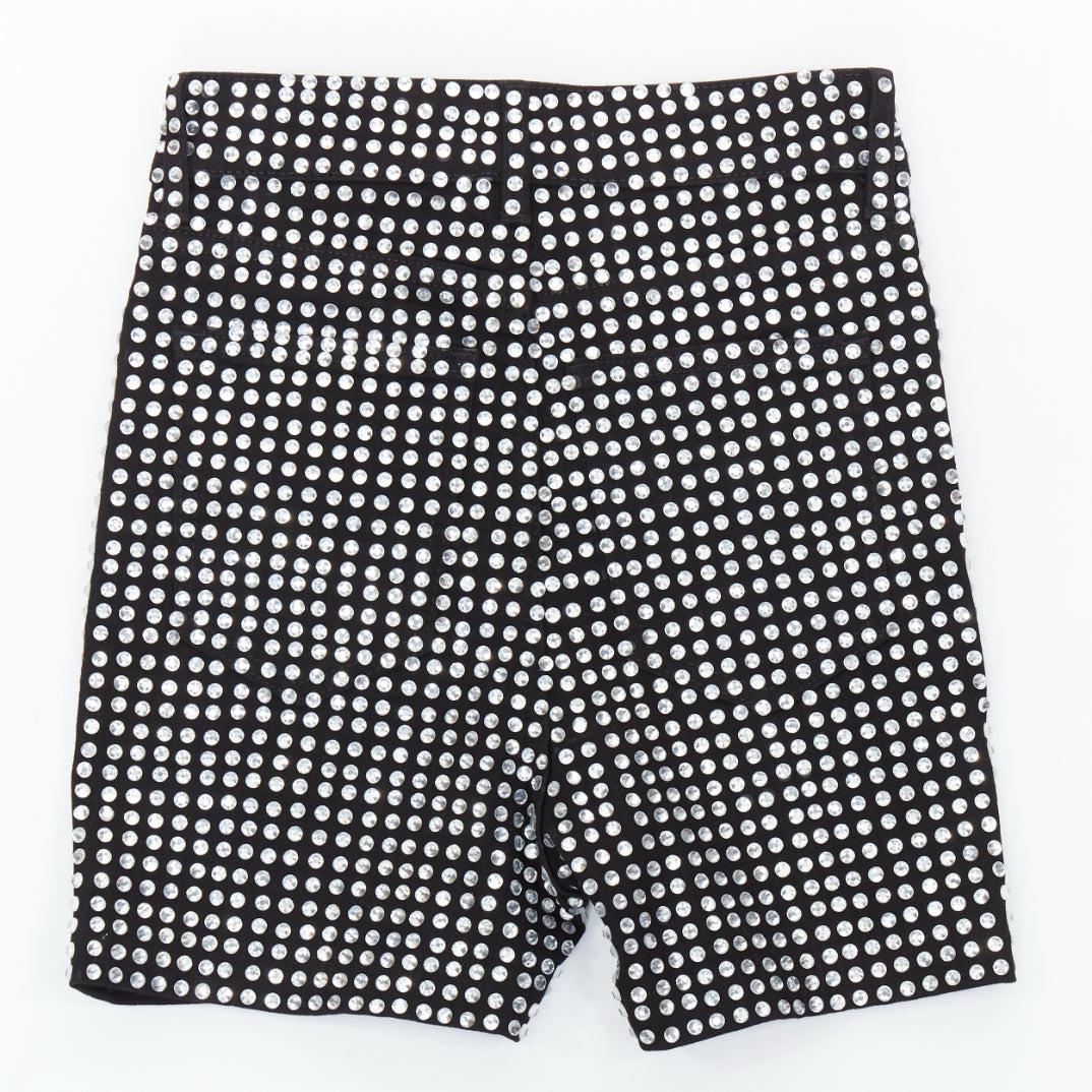 LOU LOU COUTURE pantaloncini a vita alta in cotone con cristalli di vetro neri XS In condizioni ottime in vendita a Hong Kong, NT
