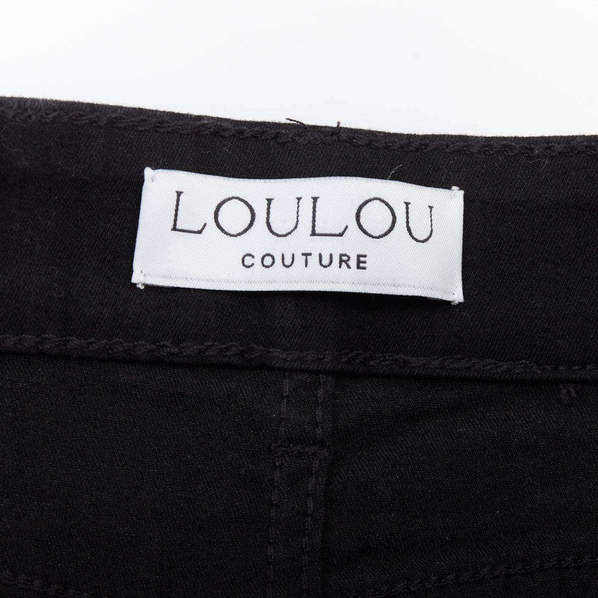 Donna LOU LOU COUTURE pantaloncini a vita alta in cotone con cristalli di vetro neri XS in vendita