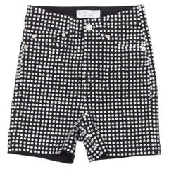 LOU LOU COUTURE Schwarze High-Waist-Shorts aus Baumwolle mit Glaskristallbesatz XS