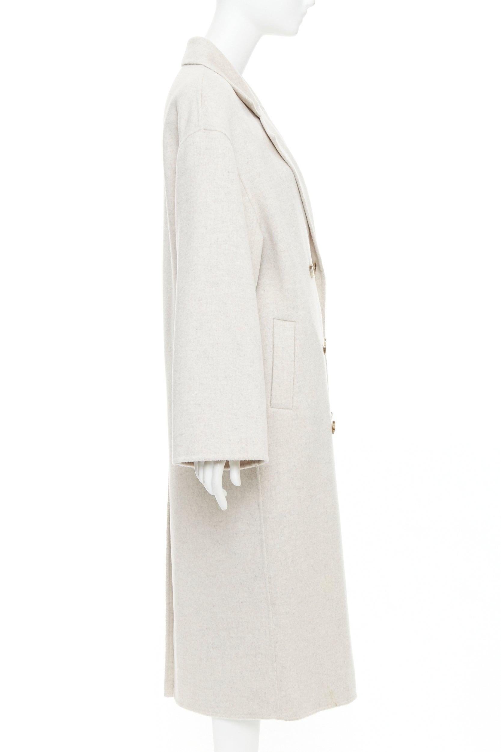 Donna LOU LOU STUDIO Borneo cappotto lungo doppiopetto in lana e cashmere grigio chiaro XS in vendita