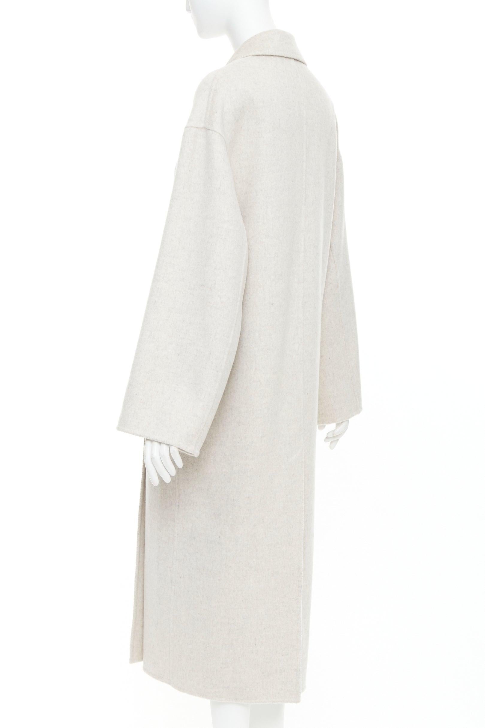 LOU LOU STUDIO Borneo cappotto lungo doppiopetto in lana e cashmere grigio chiaro XS in vendita 2