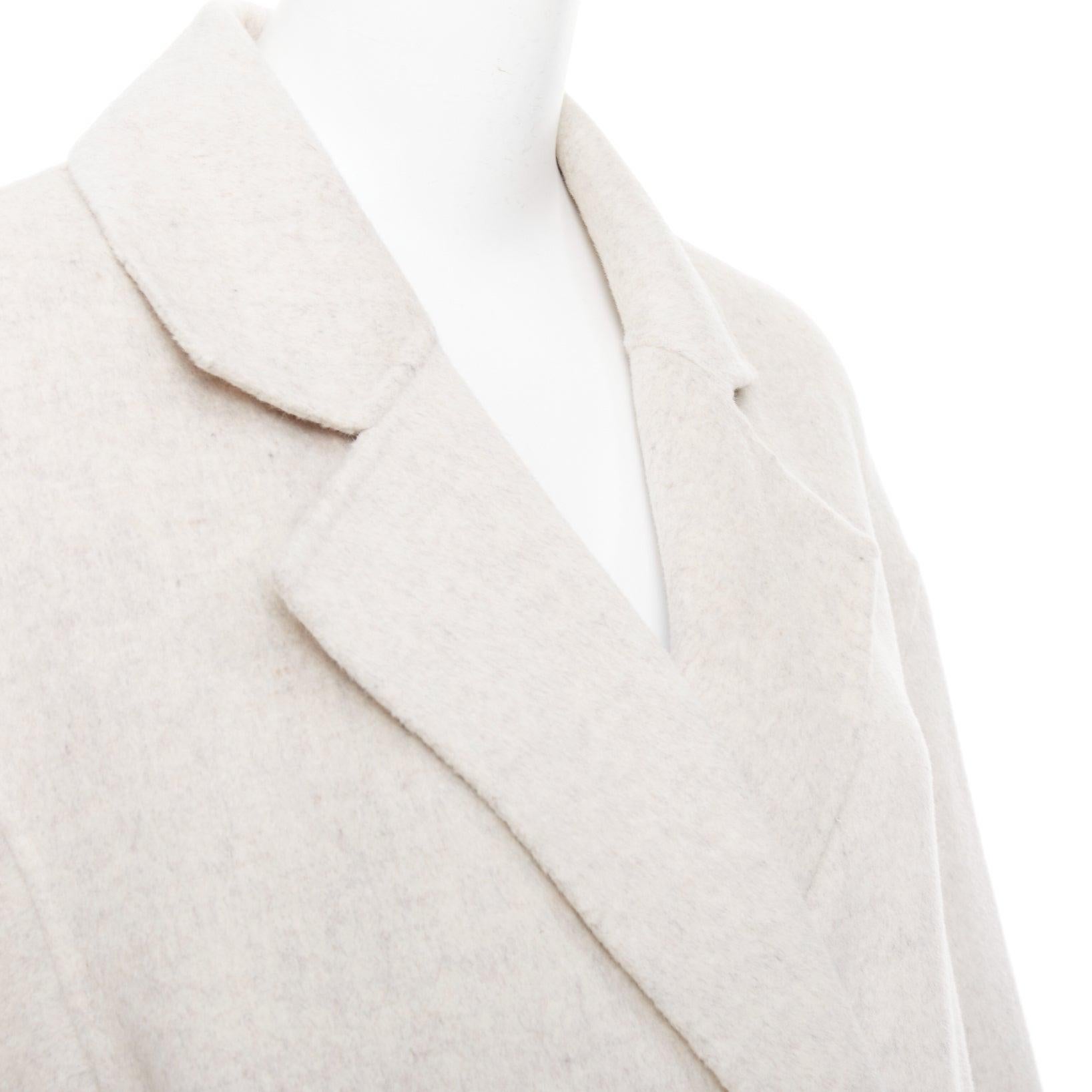 LOU LOU STUDIO Borneo cappotto lungo doppiopetto in lana e cashmere grigio chiaro XS in vendita 3