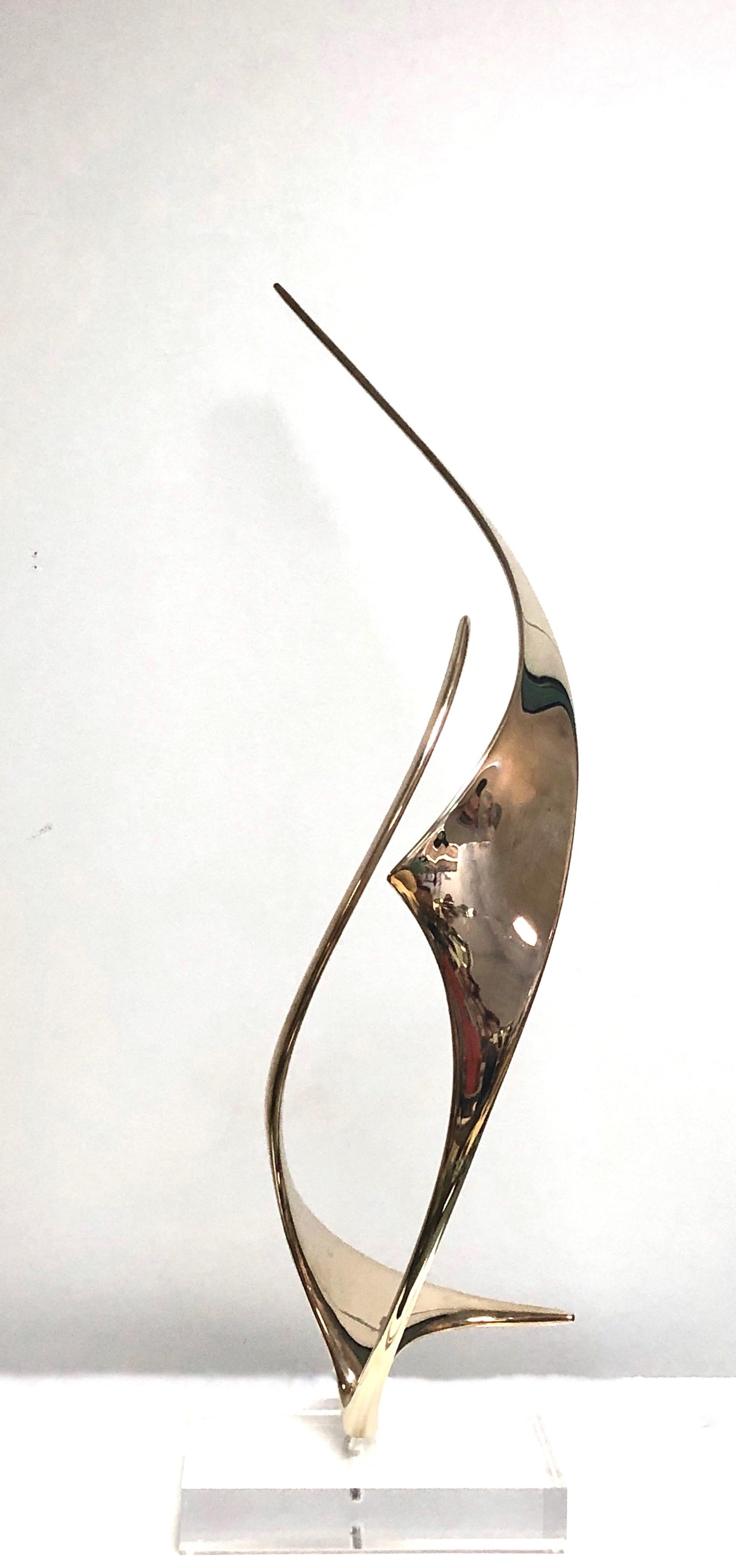 American Lou Pearson and Robbie Robins Abstract Bronze Sculpture on Lucite Base