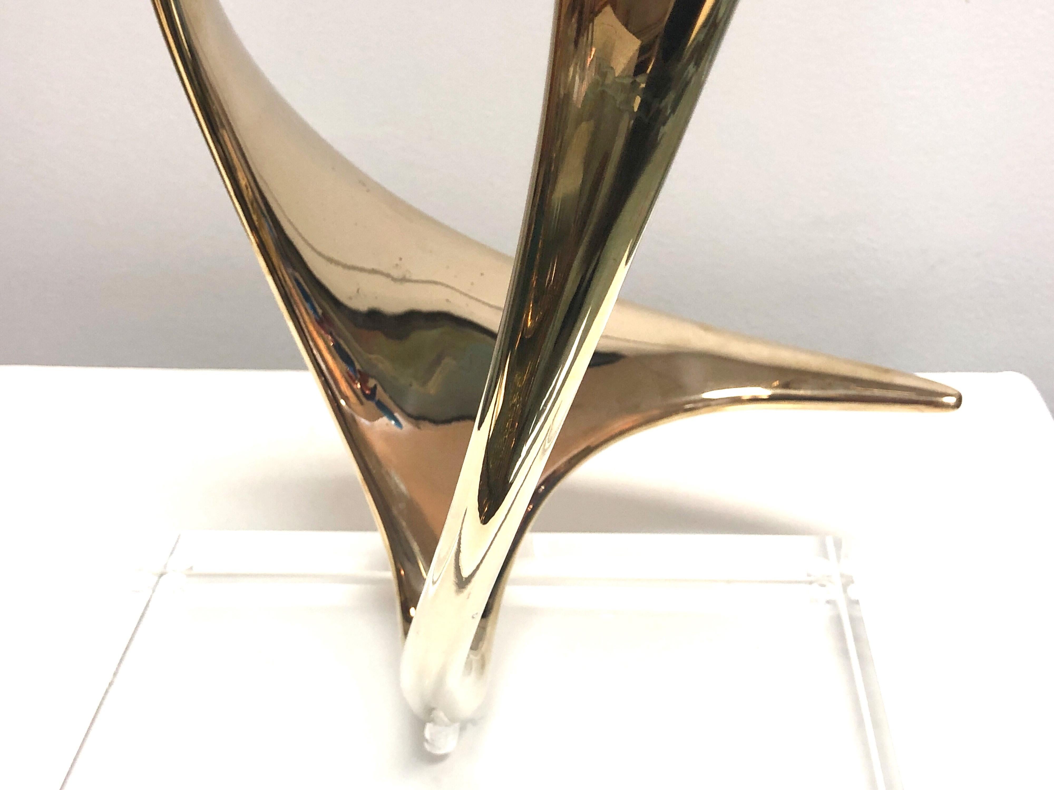 Lou Pearson and Robbie Robins Abstract Bronze Sculpture on Lucite Base 1