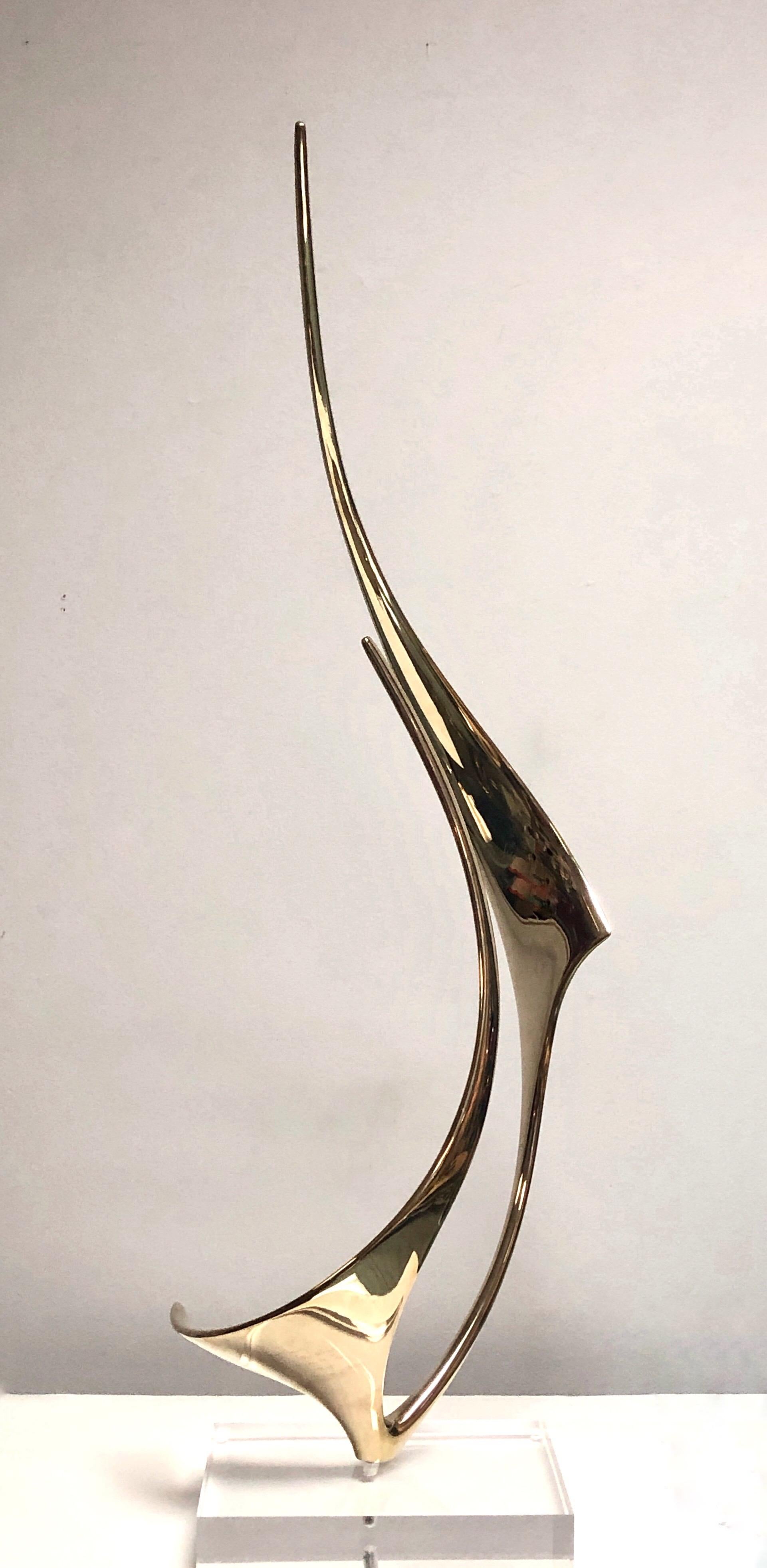 Lou Pearson and Robbie Robins Abstract Bronze Sculpture on Lucite Base 3