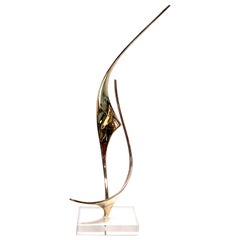 Lou Pearson and Robbie Robins Abstract Bronze Sculpture on Lucite Base