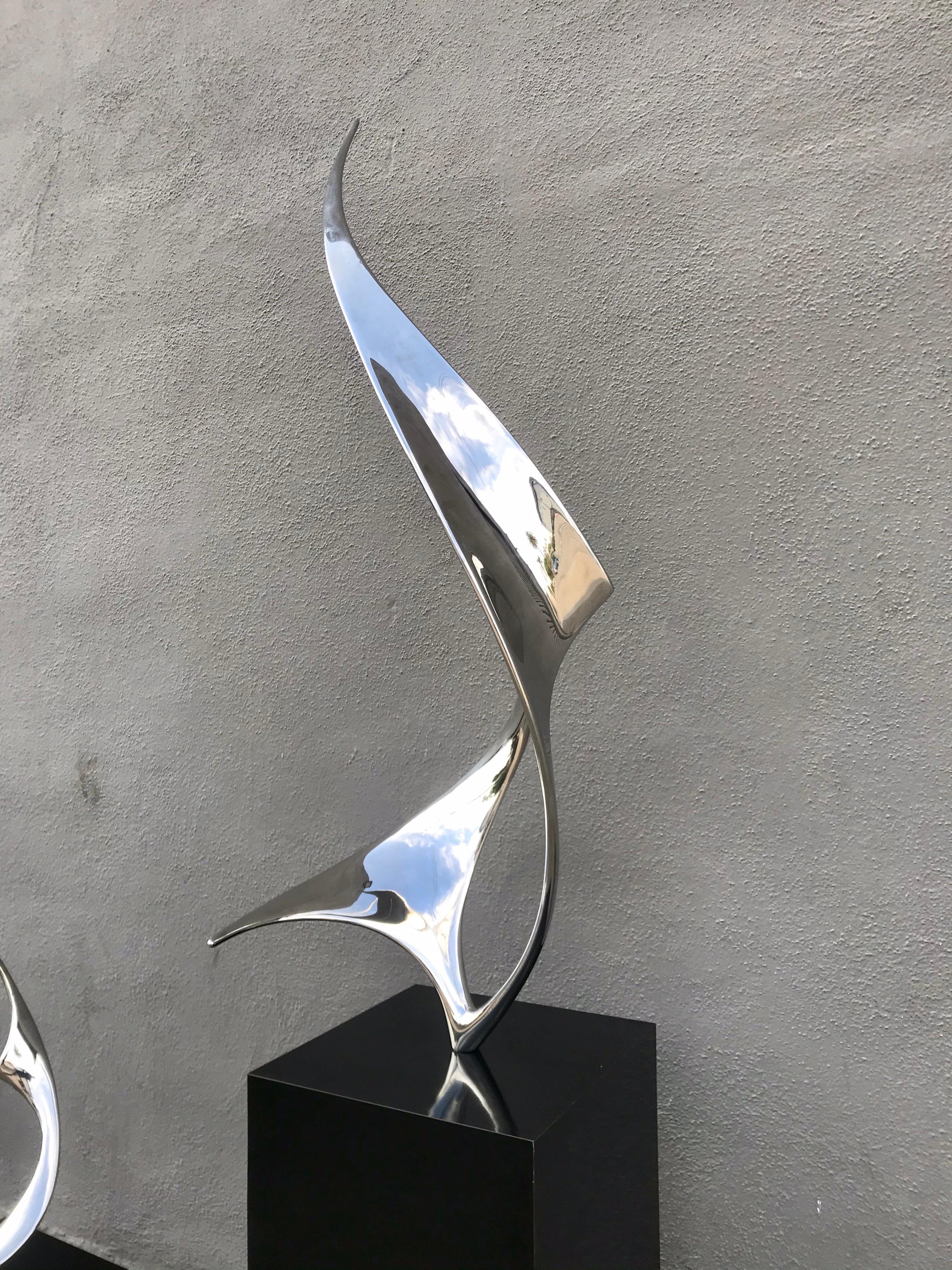 Polished Lou Pearson Large Steel Sculpture 'Sails'