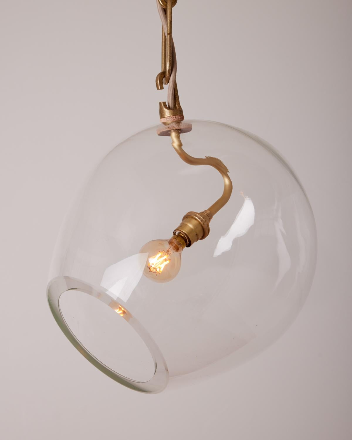 Hand-Crafted Lou Pendant - Large - Clear Glass Pendant For Sale