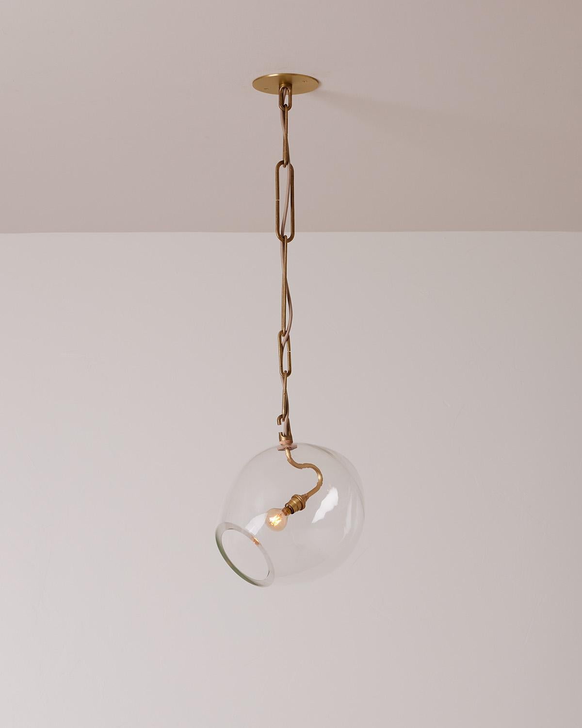 Lou Pendant - Large - Clear Glass Pendant In New Condition For Sale In Philadelphia, PA