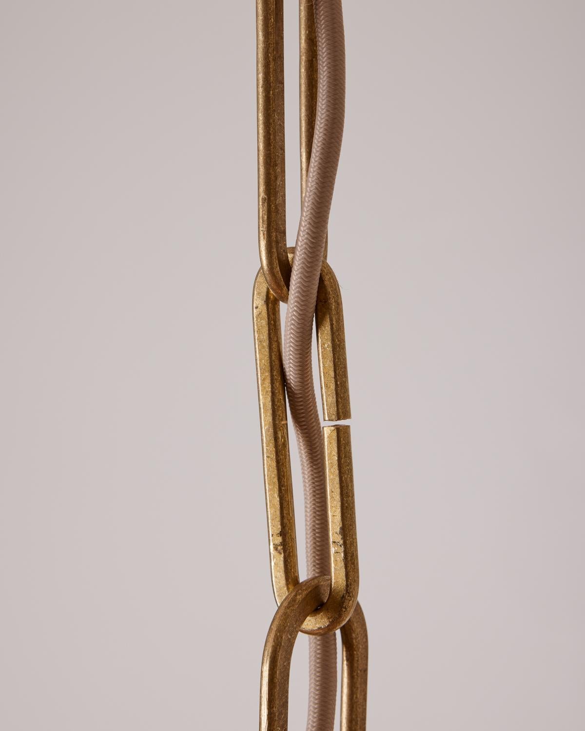 Brass Lou Pendant - Large - Clear Glass Pendant For Sale