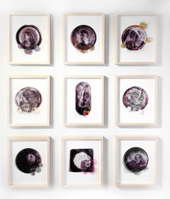 Comalli #11 - Circular portrait on comal with gold tissue paper