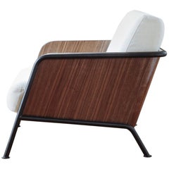 Lou Rey Armchair and a Half - Walnut and Metal Frame, Gabriel Hallingdal Fabric