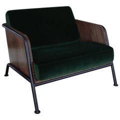 Lou Rey Armchair and a Half-Walnut and Metal Frame, Kvadrat Harald 3 Fabric