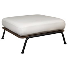 Lou Rey Ottoman, Walnut and Metal Frame, Gabriel Hallingdal Fabric
