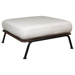 Lou Rey Ottoman, Walnut and Metal Frame, Kvadrat Harald 3 by Raf Simons Fabric