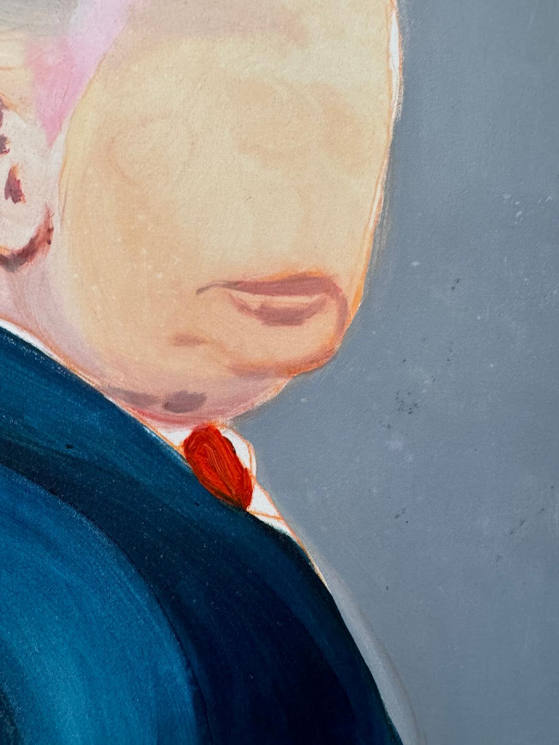 (Donald) Trump – Originalgemälde (Grau), Portrait Painting, von Lou Ros