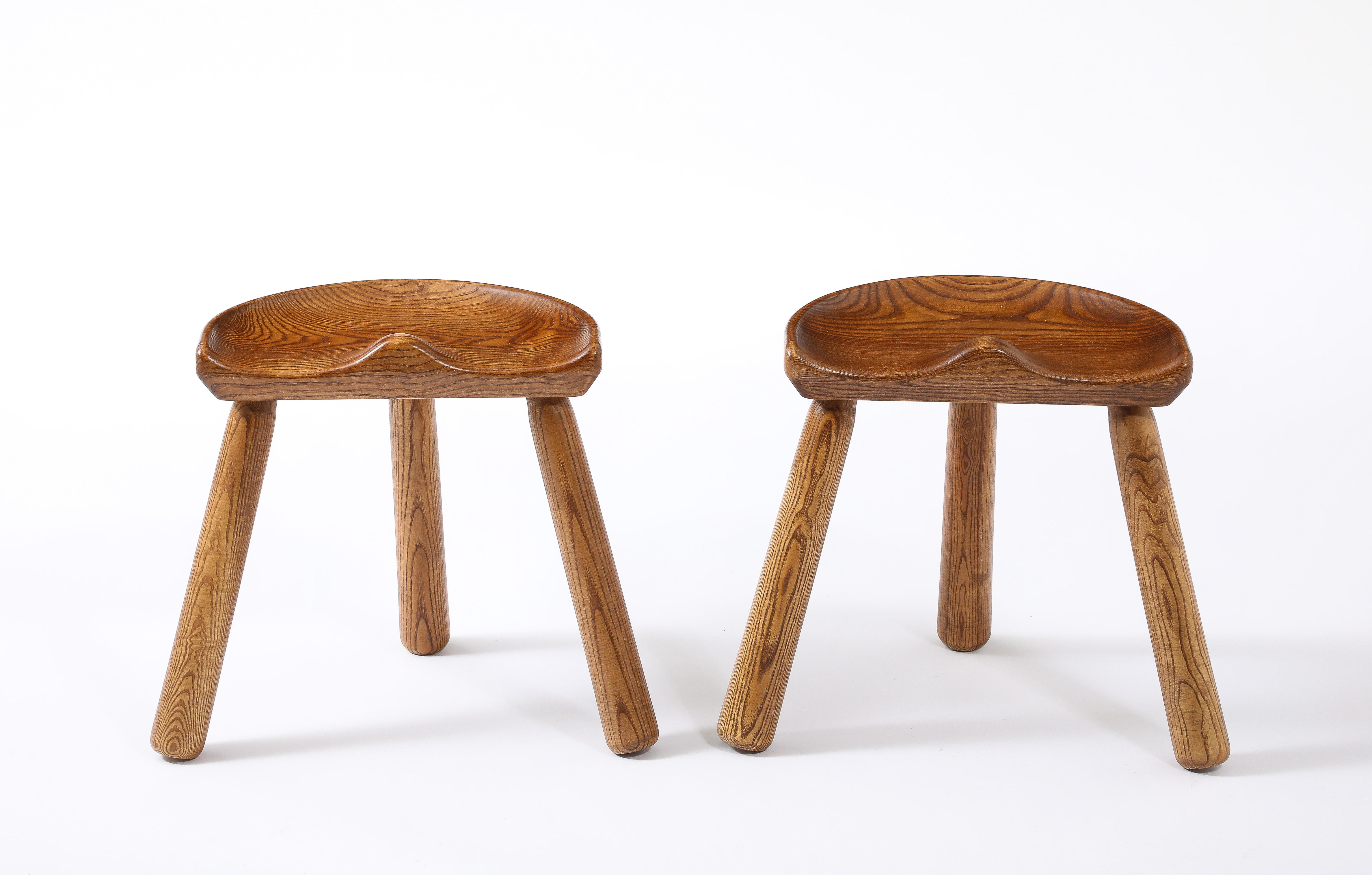 Lou Selounet Tripod Stools, France 1950's For Sale 4