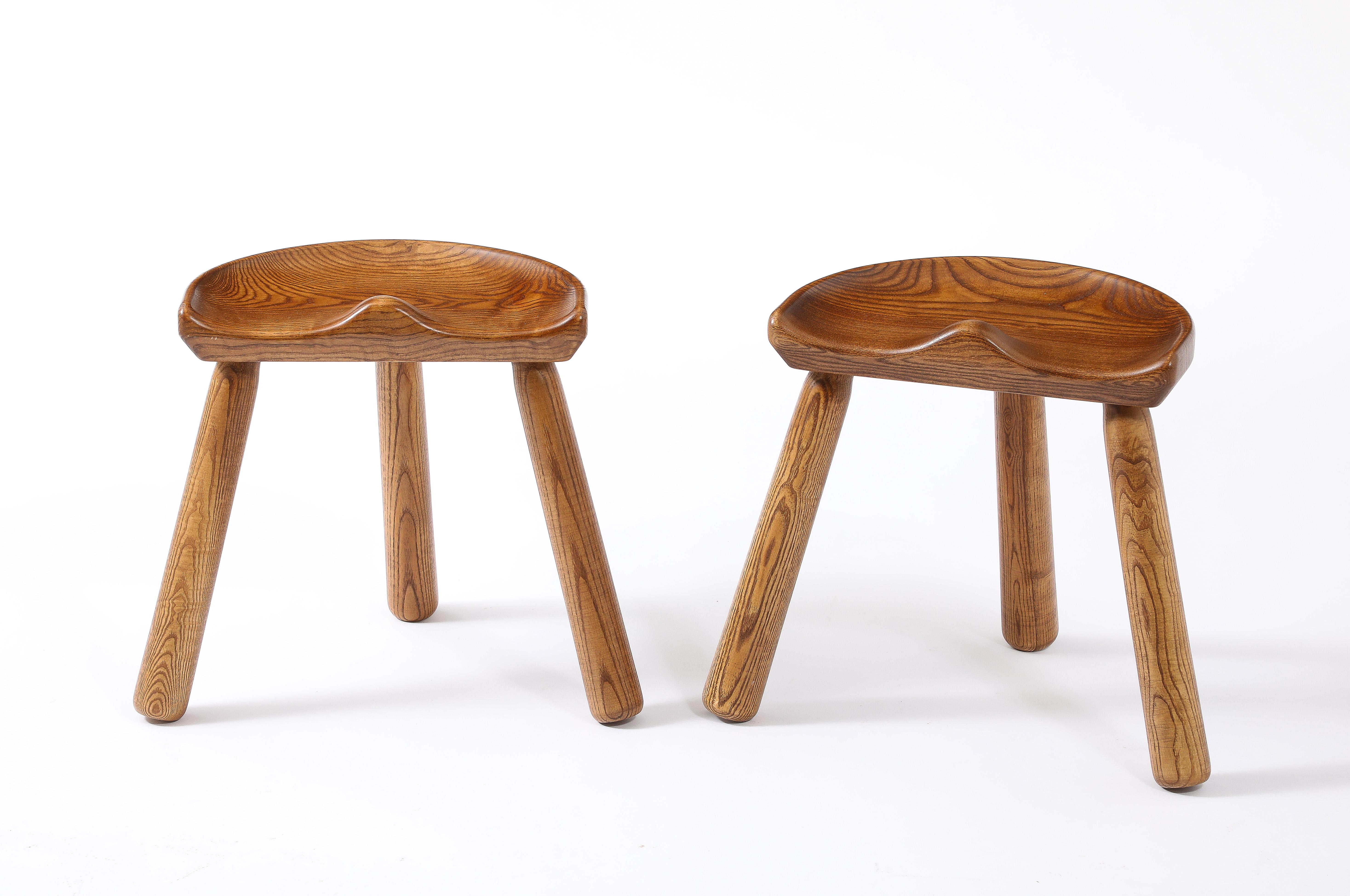 Lou Selounet Tripod Stools, France 1950's For Sale 5