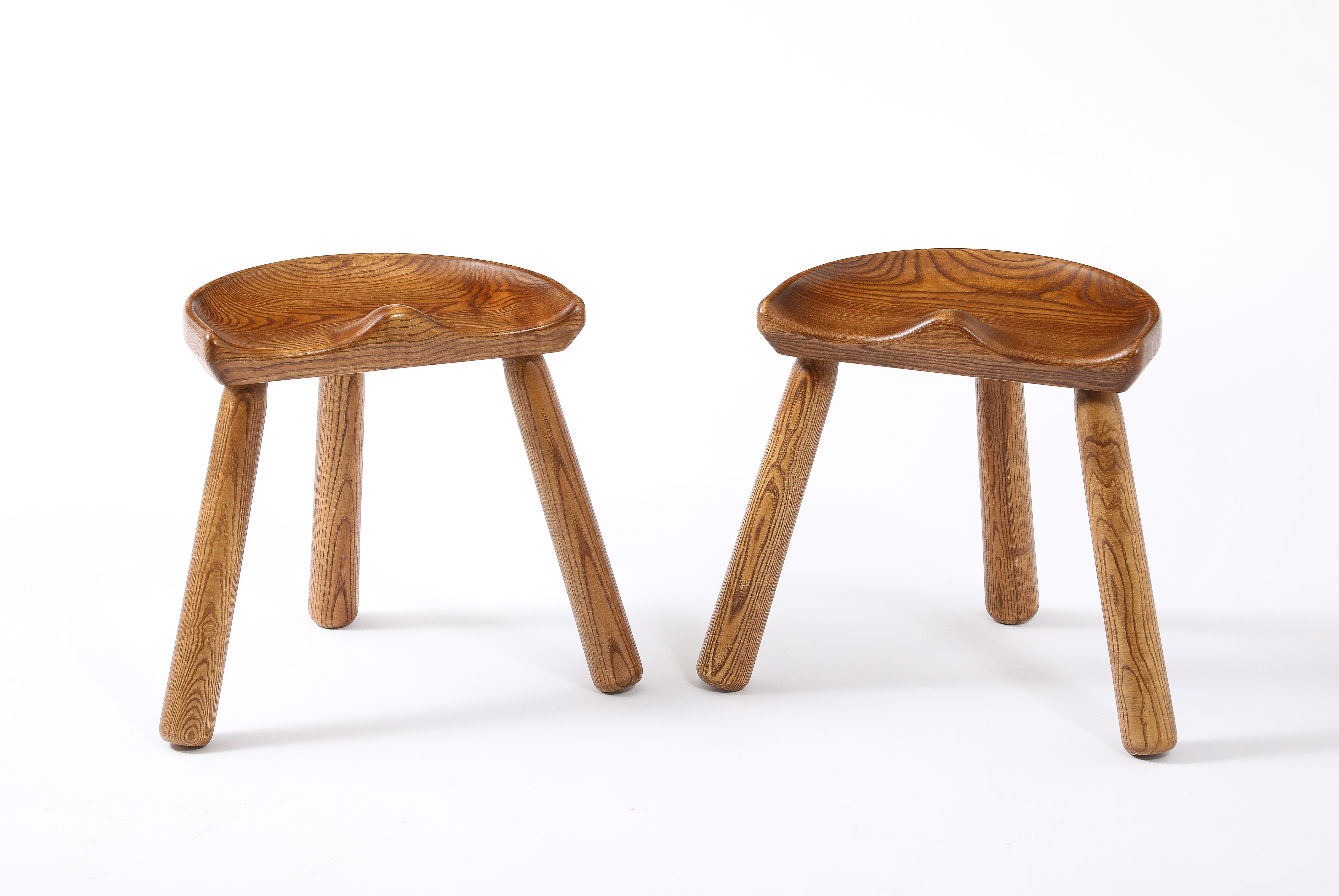 Mid-Century Modern Lou Selounet Tripod Stools, France 1950's For Sale