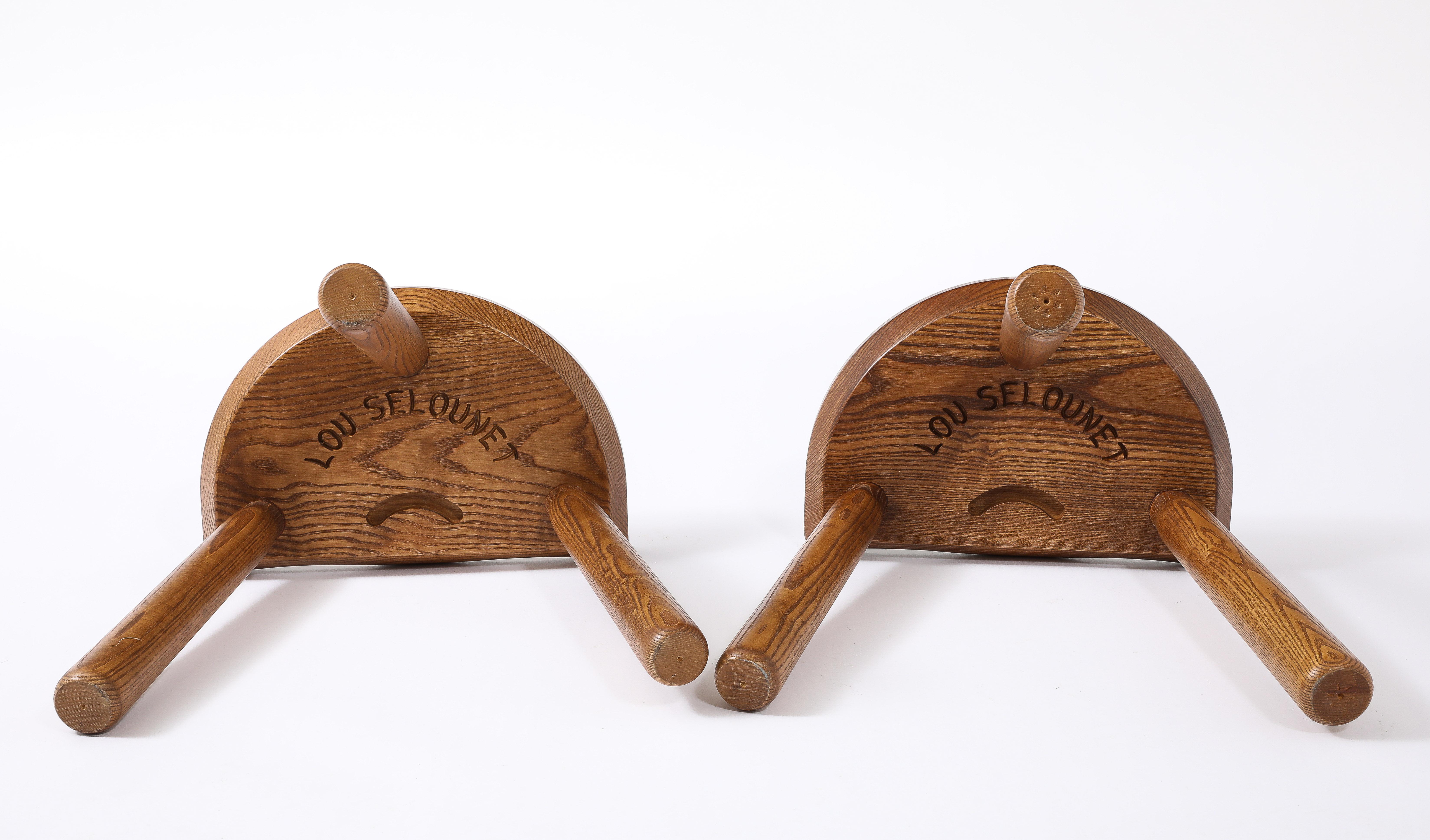 Lou Selounet Tripod Stools, France 1950's For Sale 2