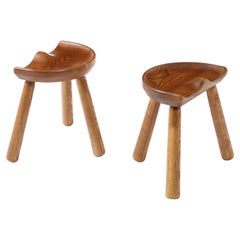 Vintage Lou Selounet Tripod Stools, France 1950's