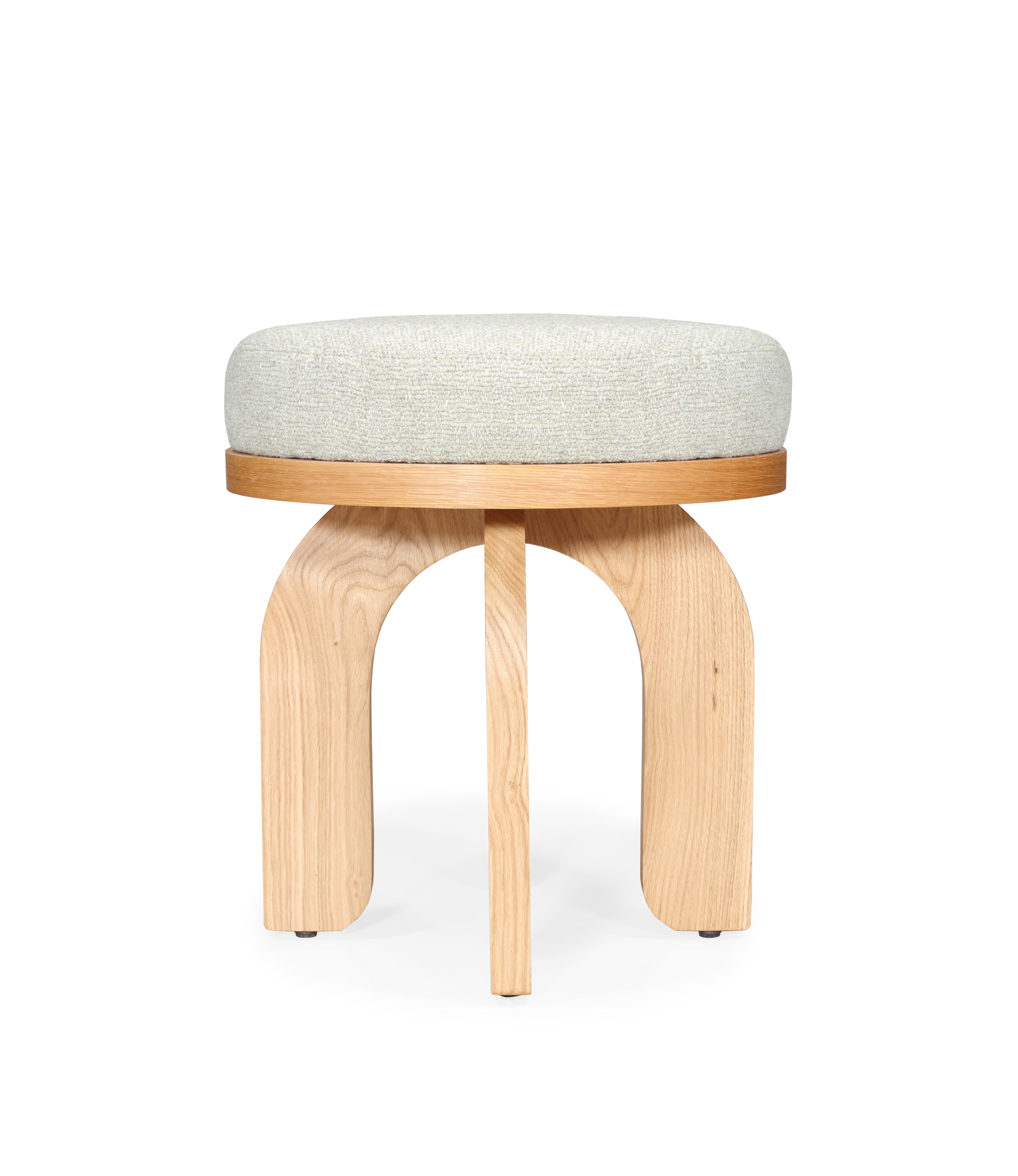 Scandinavian Modern Lou Stool: Round Form, Oak Essence For Sale