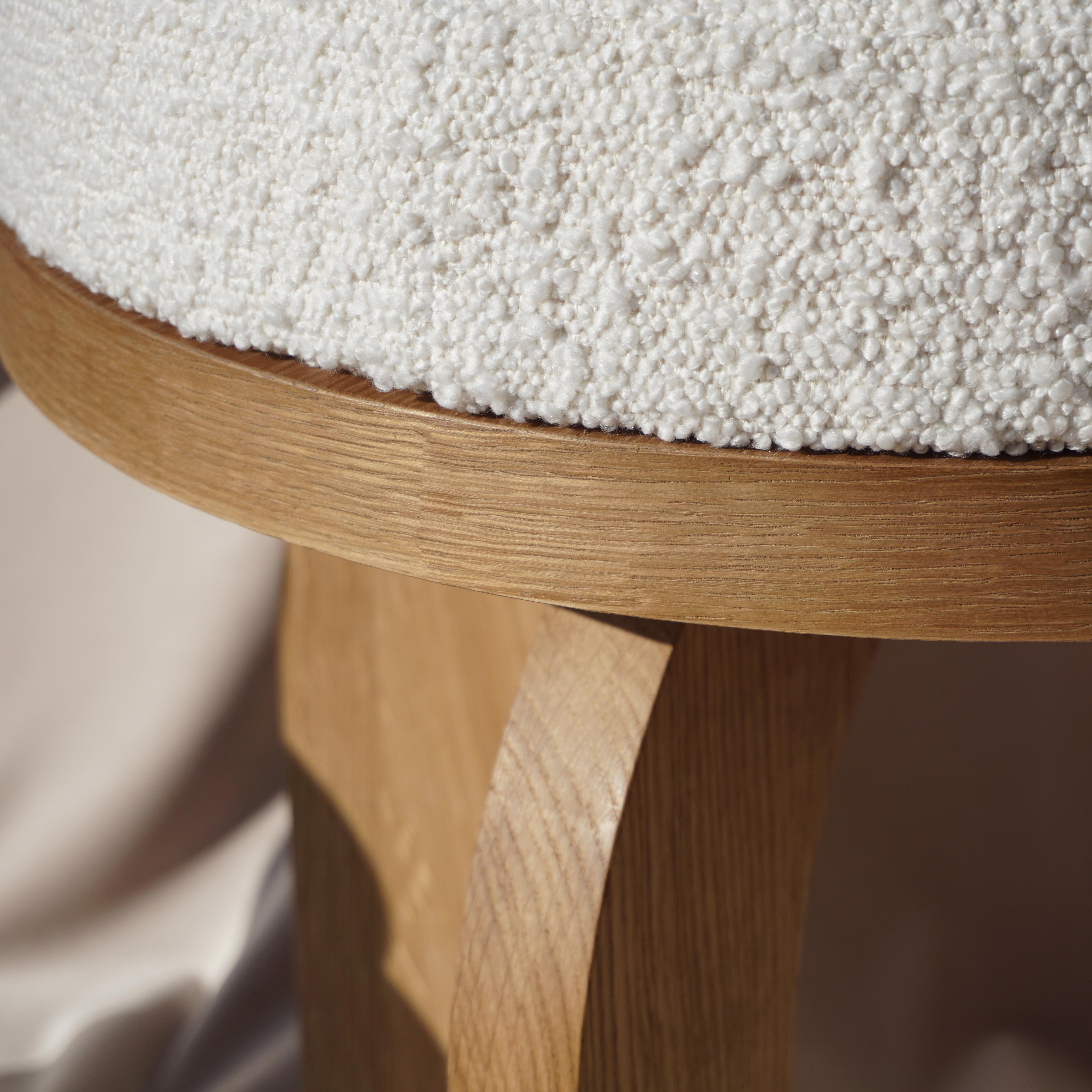Varnished Lou Stool: Round Form, Oak Essence For Sale