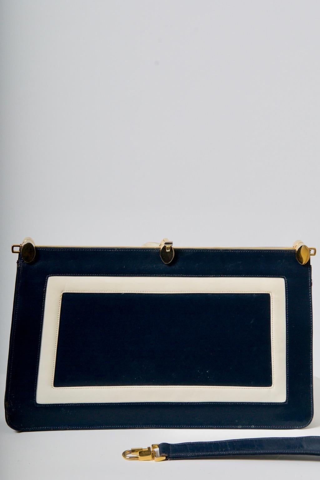 Lou Taylor Navy Convertible Clutch For Sale 3