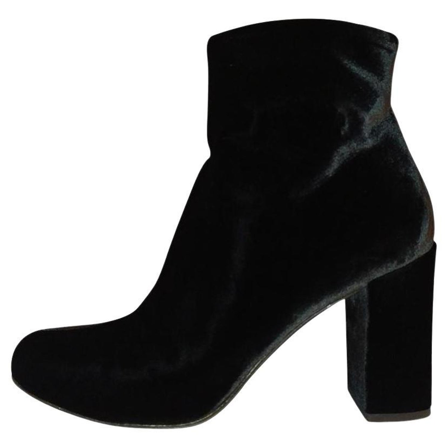 Saint Laurent "Lou" velvet half boots size 38 For Sale at 1stDibs
