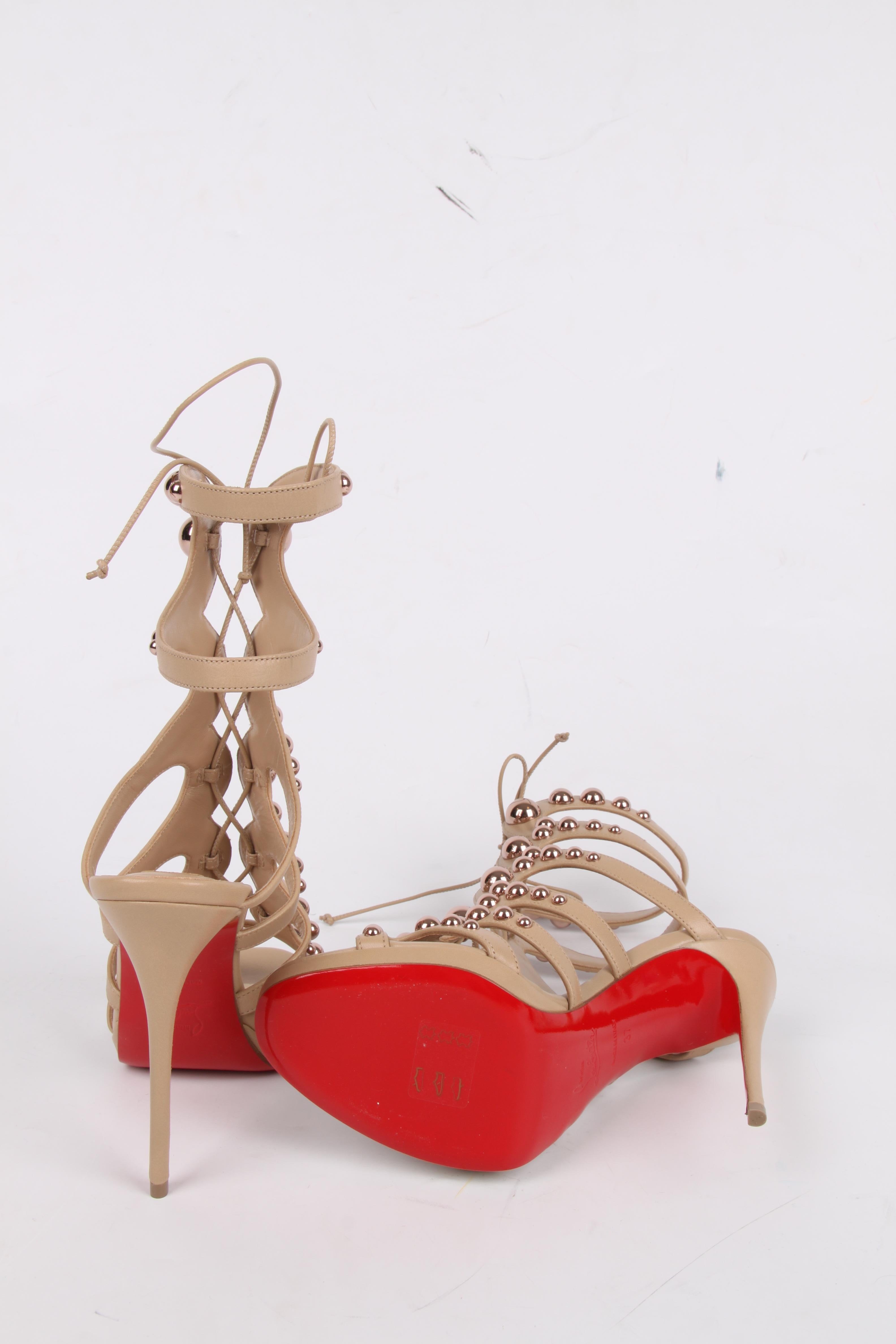 Louboutin Amazoubille Leather Stud Sandals - beige For Sale 1