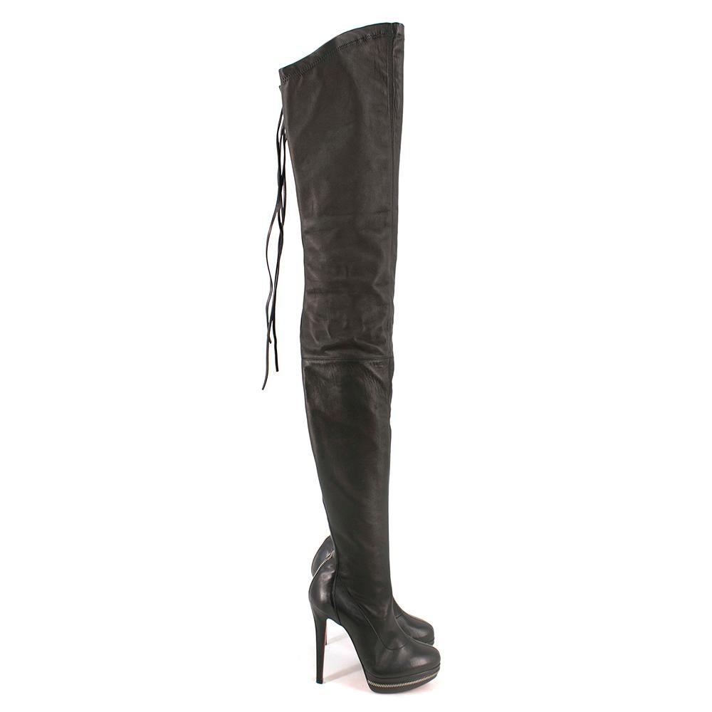 christian louboutin black thigh high boots