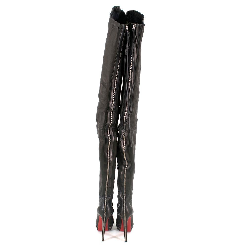 christian louboutin black thigh high boots
