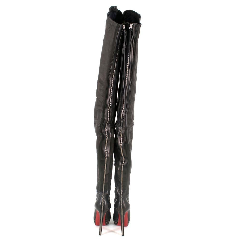 Louboutin Black Unique Platform Thigh High Boots 37 at 1stDibs ...