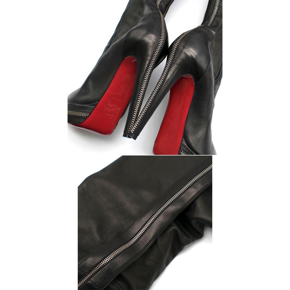 Louboutin Black Unique Platform Thigh High Boots 37 1