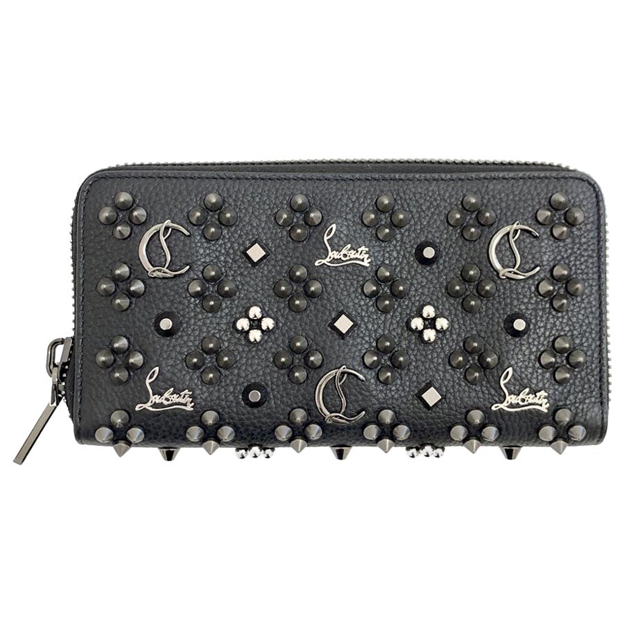 LOUBOUTIN Panettone Black Studded Leather Wallet 