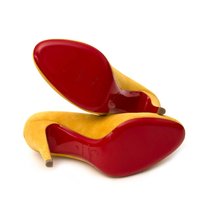 Louboutin Suede Ochre Breche Size 37 For Sale at 1stdibs