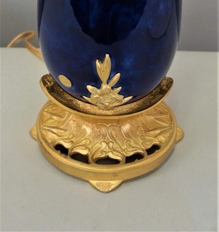 Louchet Paris Bronze-Mounted Porcelain Table Lamp In Good Condition In Fairfax, VA
