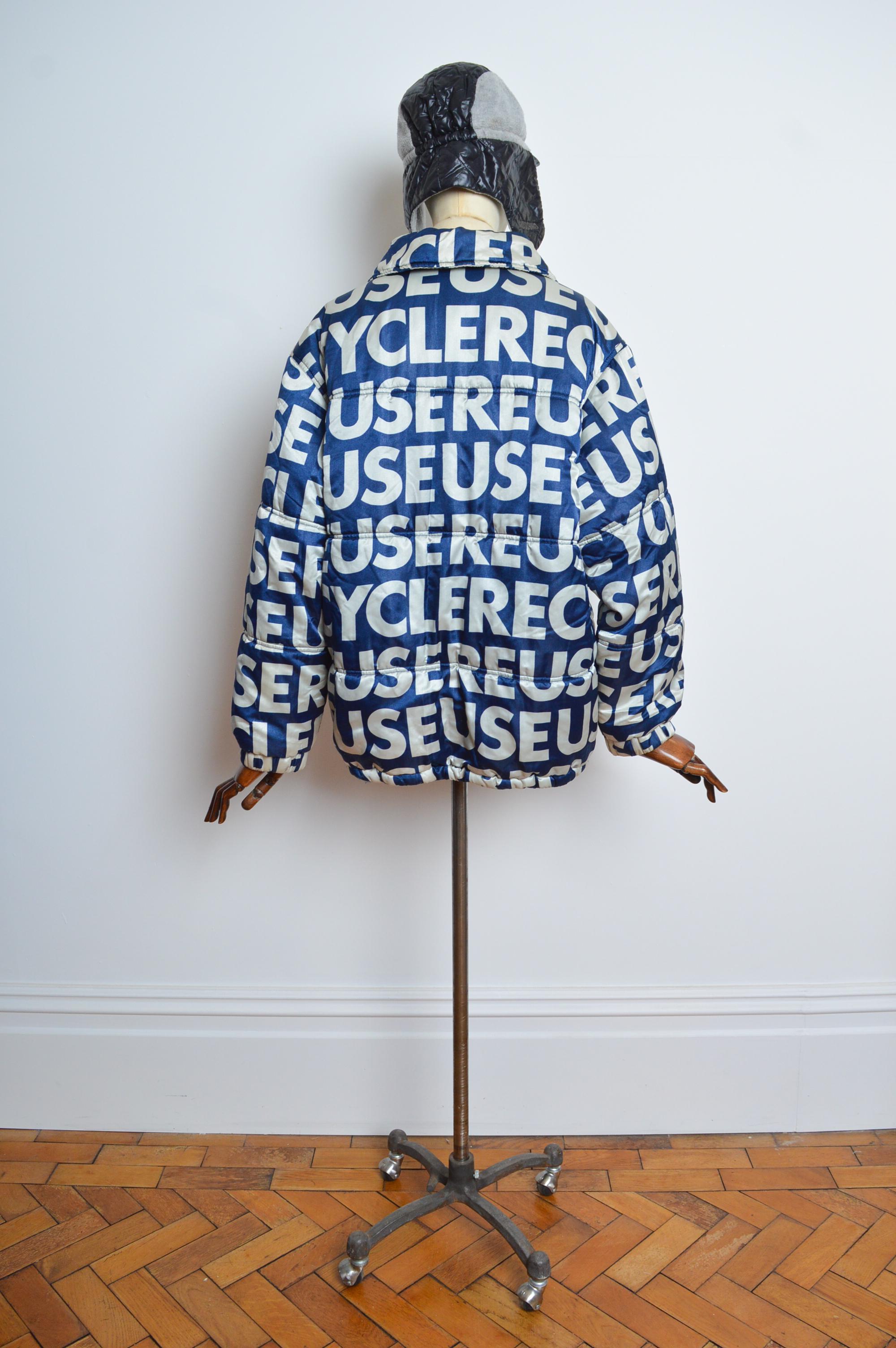 Giacca Bomber Puffa in raso Franco Moschino REUSE / RECYCLE degli anni '90 in vendita 6