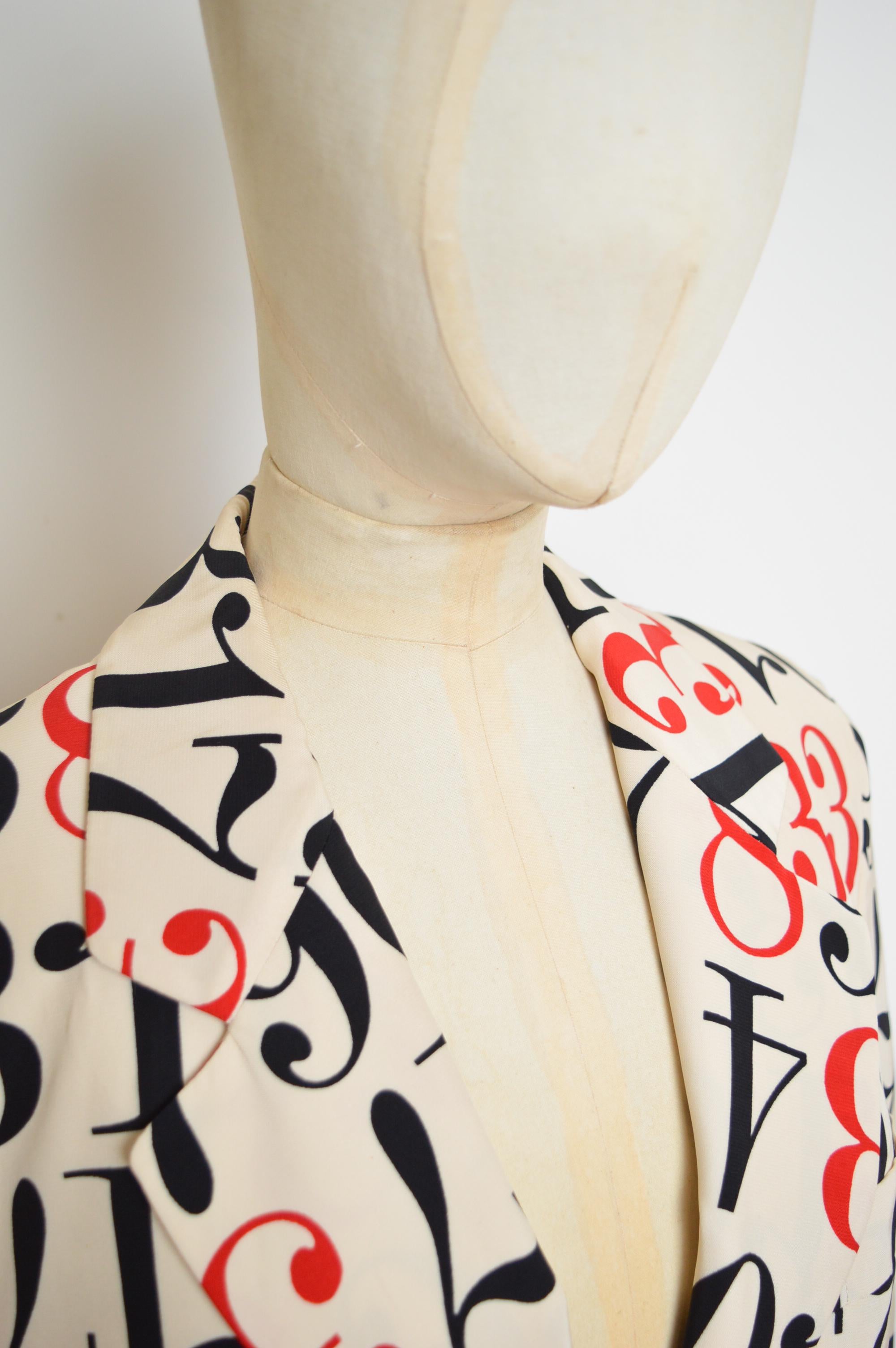 Loud 1990's Vintage MOSCHINO cheap & Chic Numbers print blazer suit jacket 6