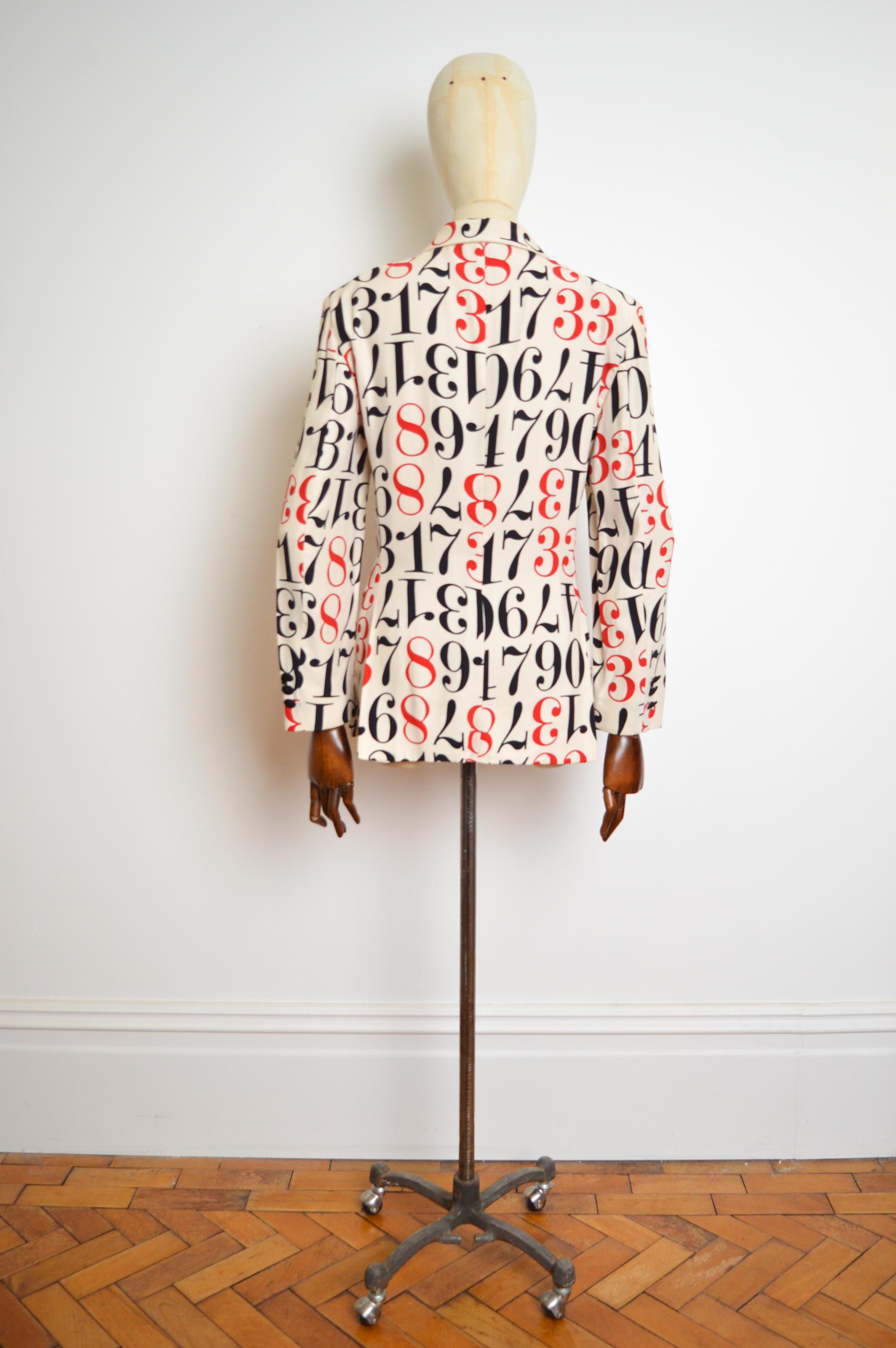 Loud 1990's Vintage MOSCHINO cheap & Chic Numbers print blazer suit jacket 7