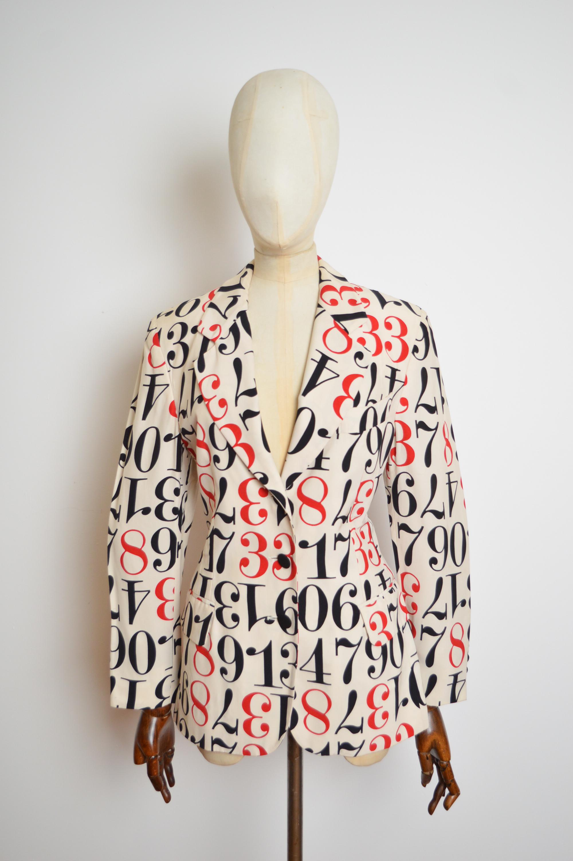 Loud 1990's Vintage MOSCHINO cheap & Chic Numbers print blazer suit jacket 1